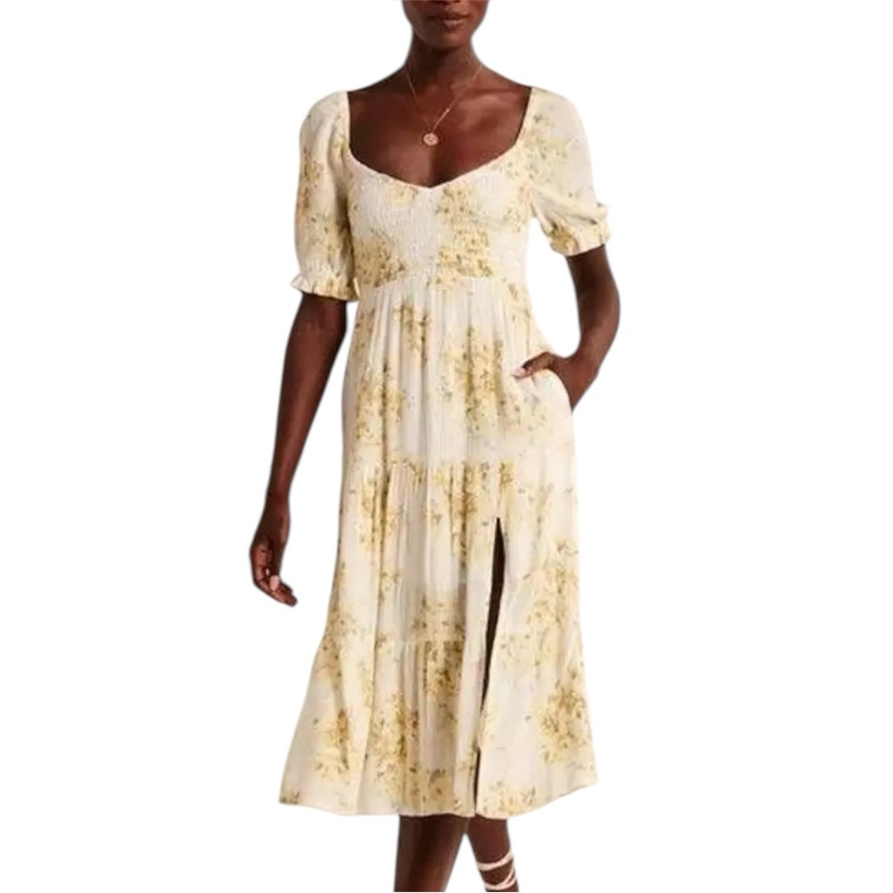 Floral Cream Midi Dress